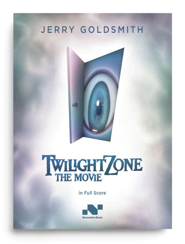Illustration of a door with a giant eye peering through for Twilight Zone in Full Score book